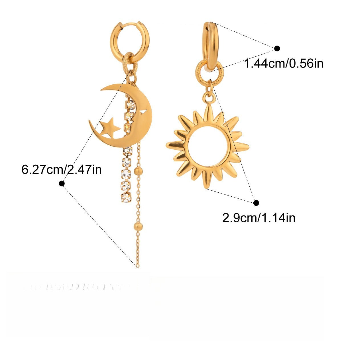 Kaze Light Luxury Titanium Steel Ring and Earring Collection | 18K Gold Ring A, B &amp; Earring Set Ear A