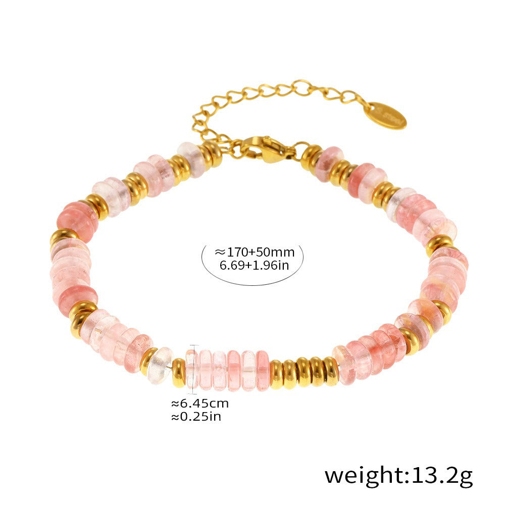 Kaze Round Beads Gemstone Bracelet | 18K Gold Abacus Bead Bracelet in 5 Style Variants Style E