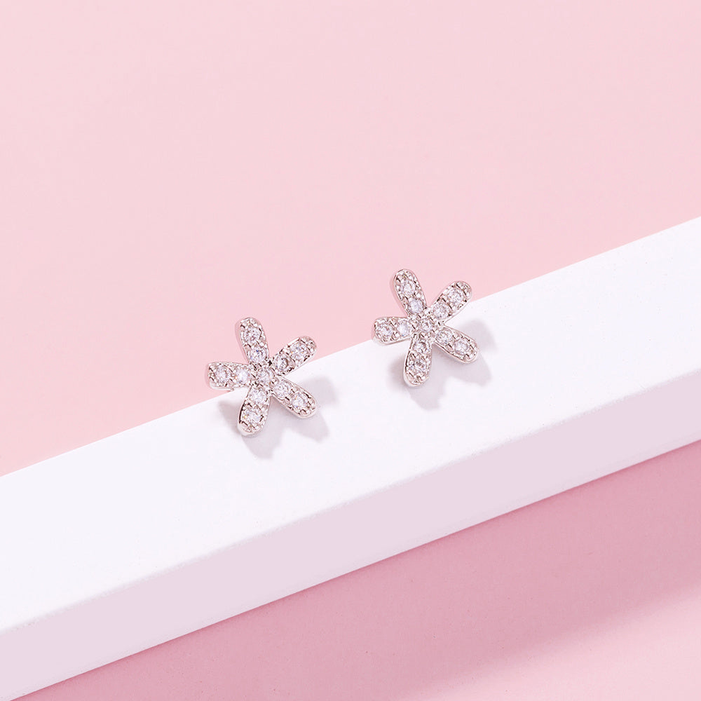 Kaze Elegant V-Shaped Diamond Mini Earrings | Geometric Sparkling Stud Earrings for Women