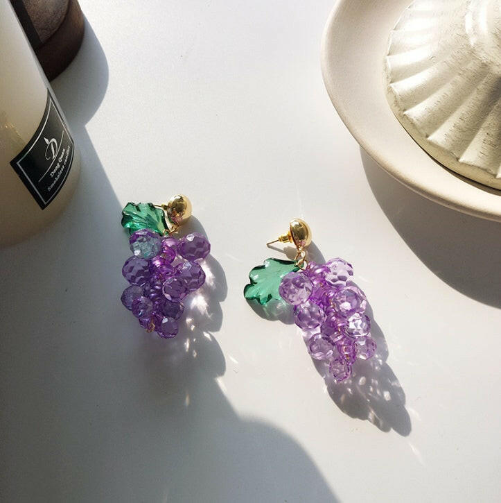 Kaze Grape Cluster Statement Earrings | Chic Fruit-Inspired Drop Earrings