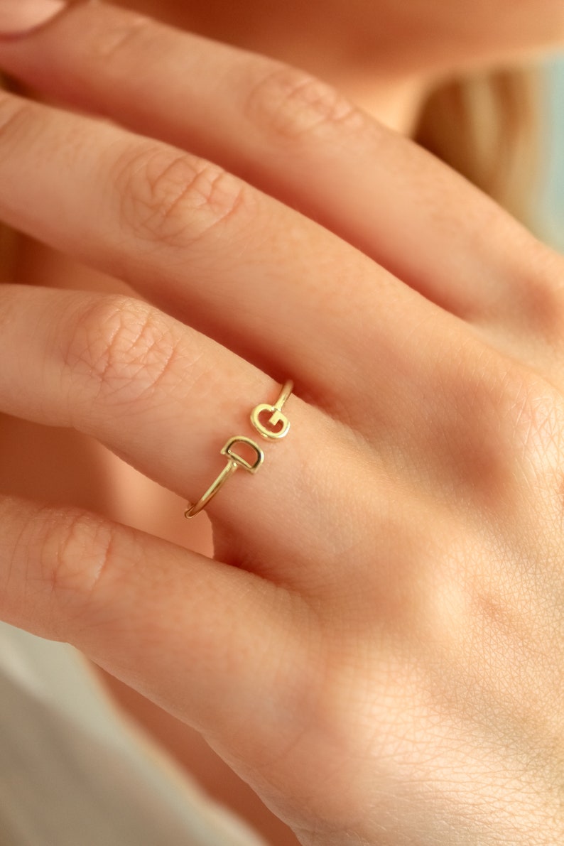 Kaze Customized Initial Open Ring | Personalised Engraved Ring in Silver, Gold &amp; Rose Gold
