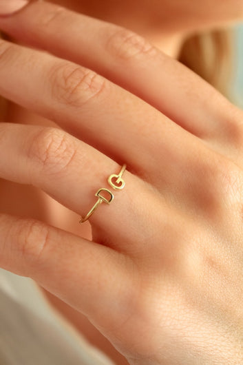 Kaze Customized Initial Open Ring | Personalised Engraved Ring in Silver, Gold &amp; Rose Gold