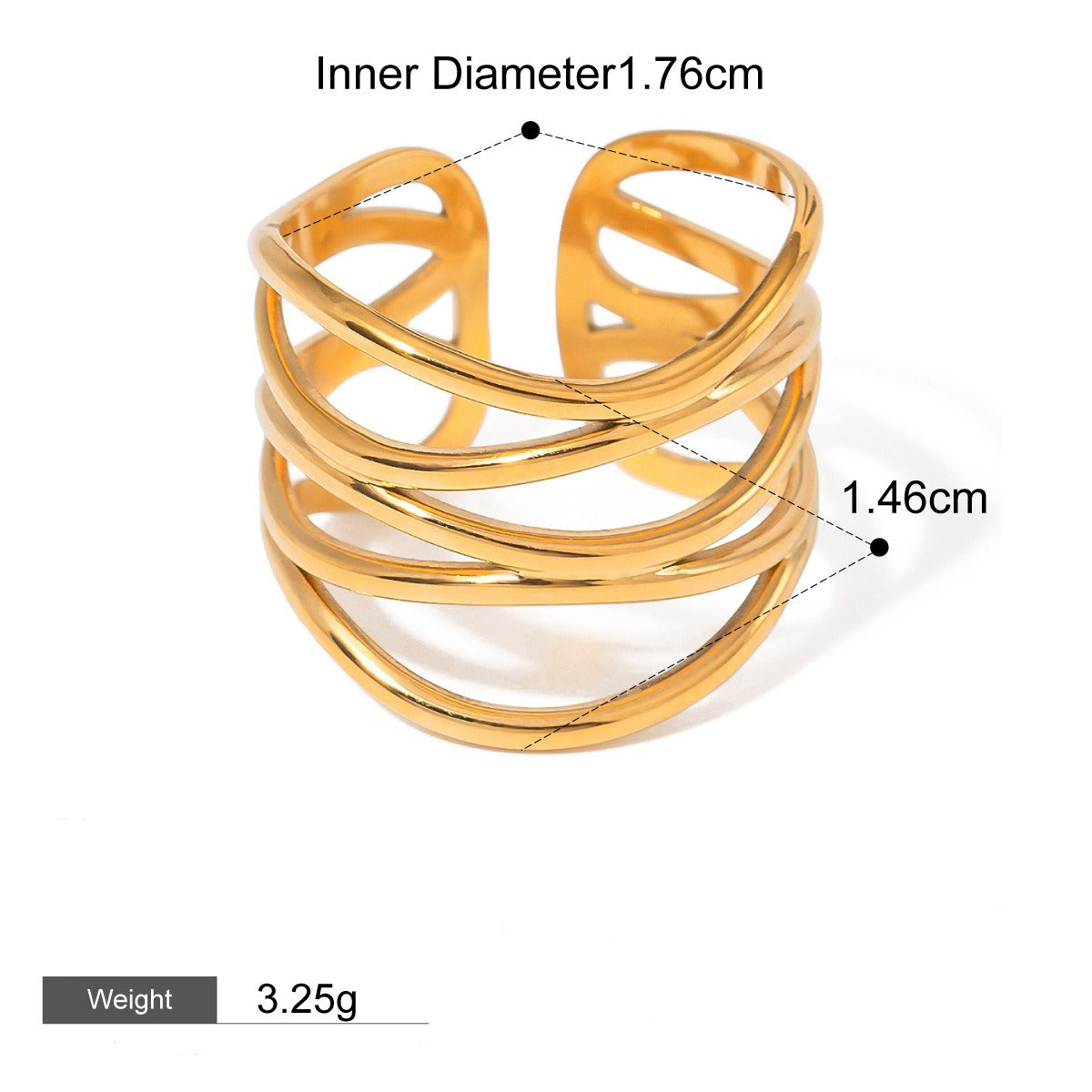 Kaze Luxury Modern Geometric Ring Collection | 18K Gold Ring in 9 Distinct Styles Style B-08