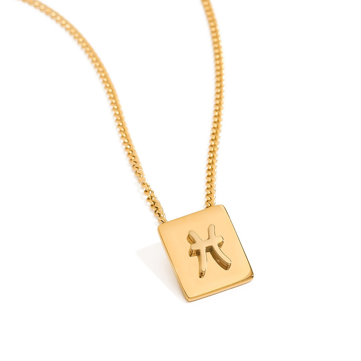 Kaze Zodiac Square Necklace | 18K Gold Celestial Pendant Necklace for Women