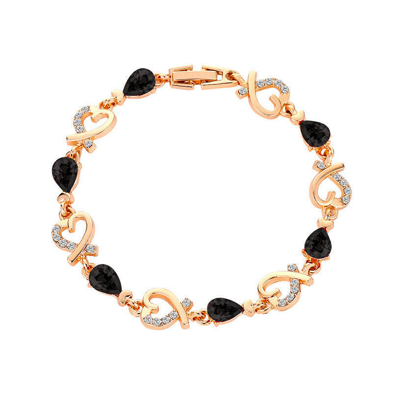 Kaze Hollow Love Rhinestone Heart Bracelet | Copper Adjustable Romantic Bracelet in 6 Styles Style5