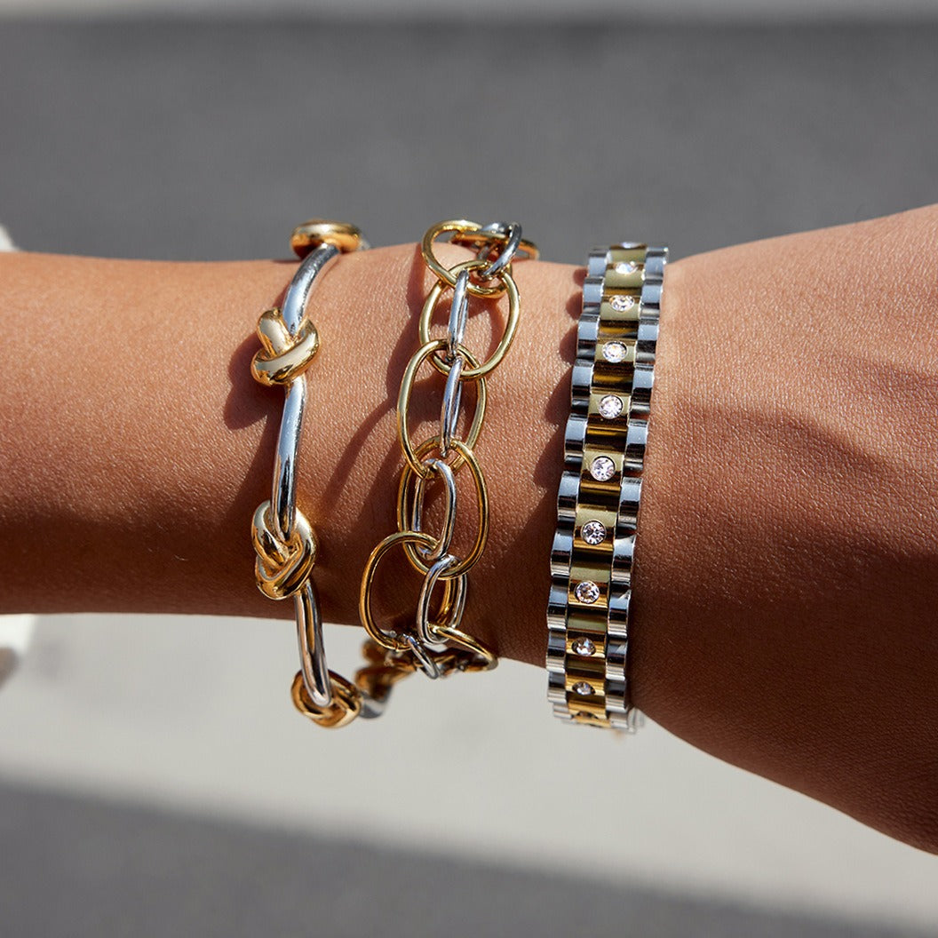 Kaze 18K Gold-Plated Lightweight Two-Tone Titanium Steel Bracelet | S925 Silver Bracelet in 3 Styles