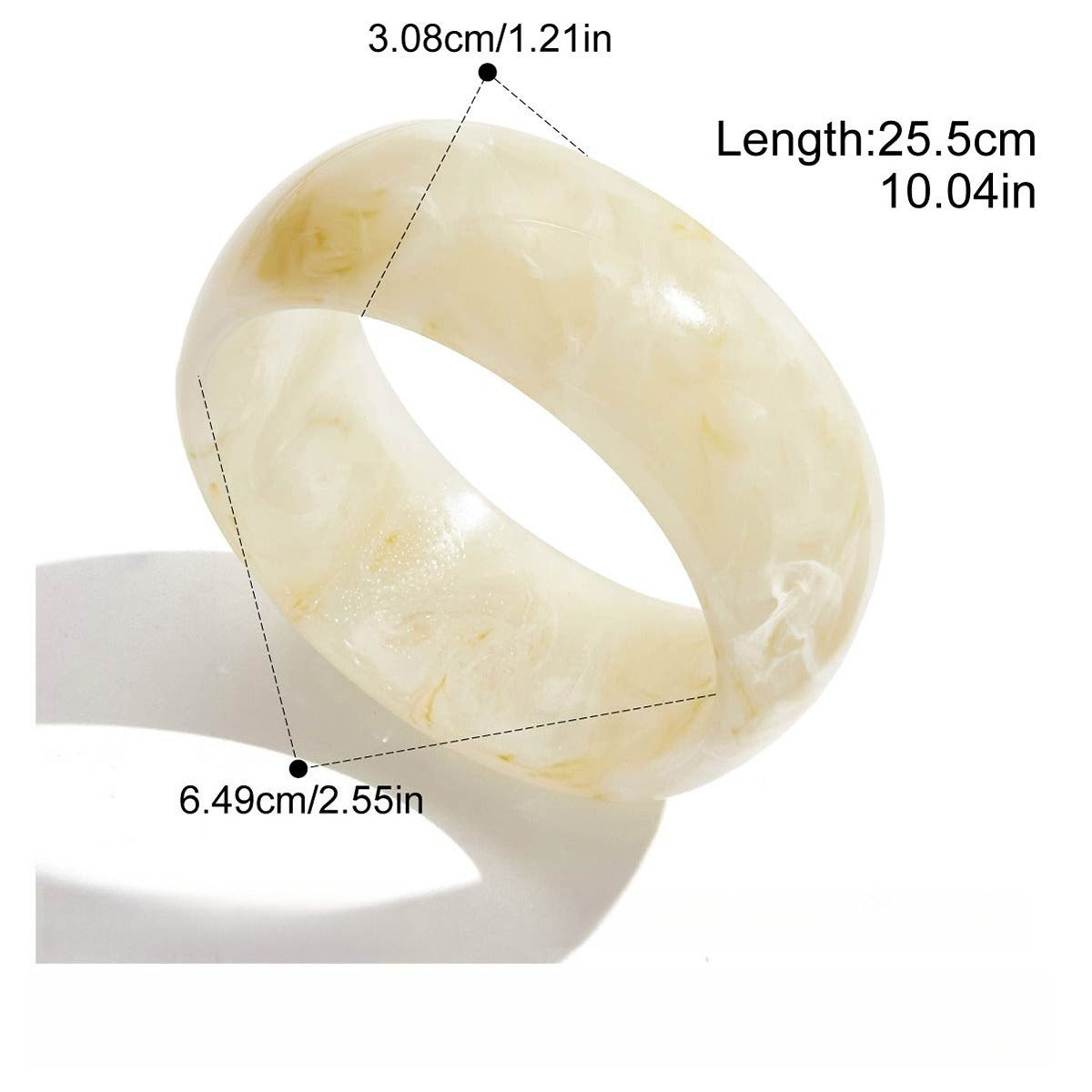 Kaze High-End Resin Bracelet | Light Luxury Resin Bangle in Jade White &amp; Amber White jade-colored resin bracelet