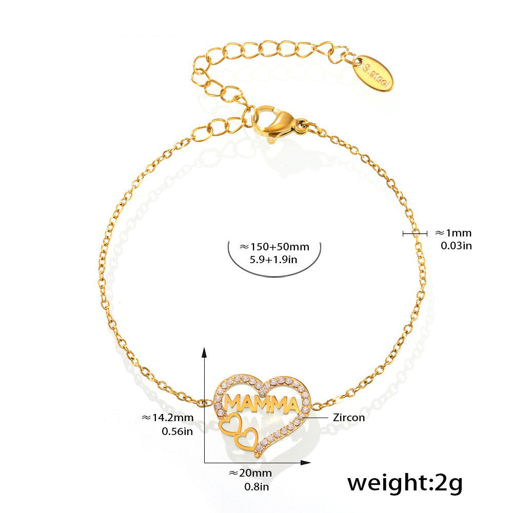 Kaze Hollow Heart MAMMA Bracelet | 18K Gold Personalised Mother's Bracelet