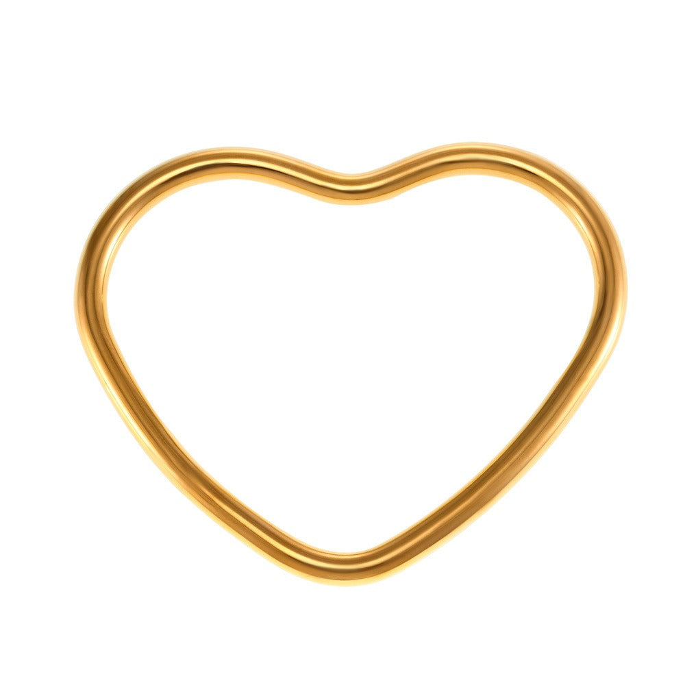 Kaze Heart-Shaped Minimalist Ring Bracelet | 18K Gold Open Heart Bangle in Gold &amp; Silver