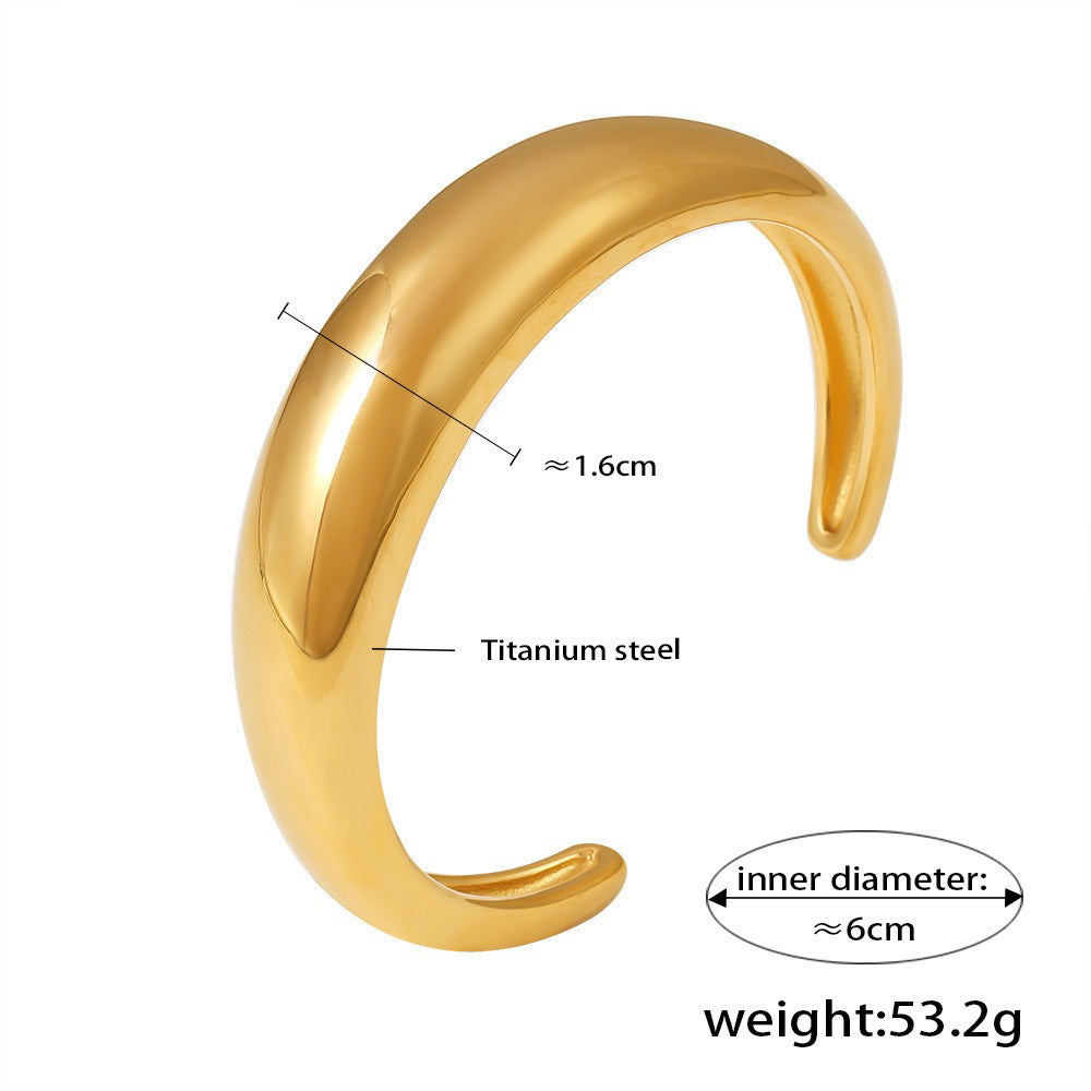 Kaze Classic C-Shape Open Bangle | 18K Gold Adjustable Fashion Bracelet in Gold &amp; Silver
