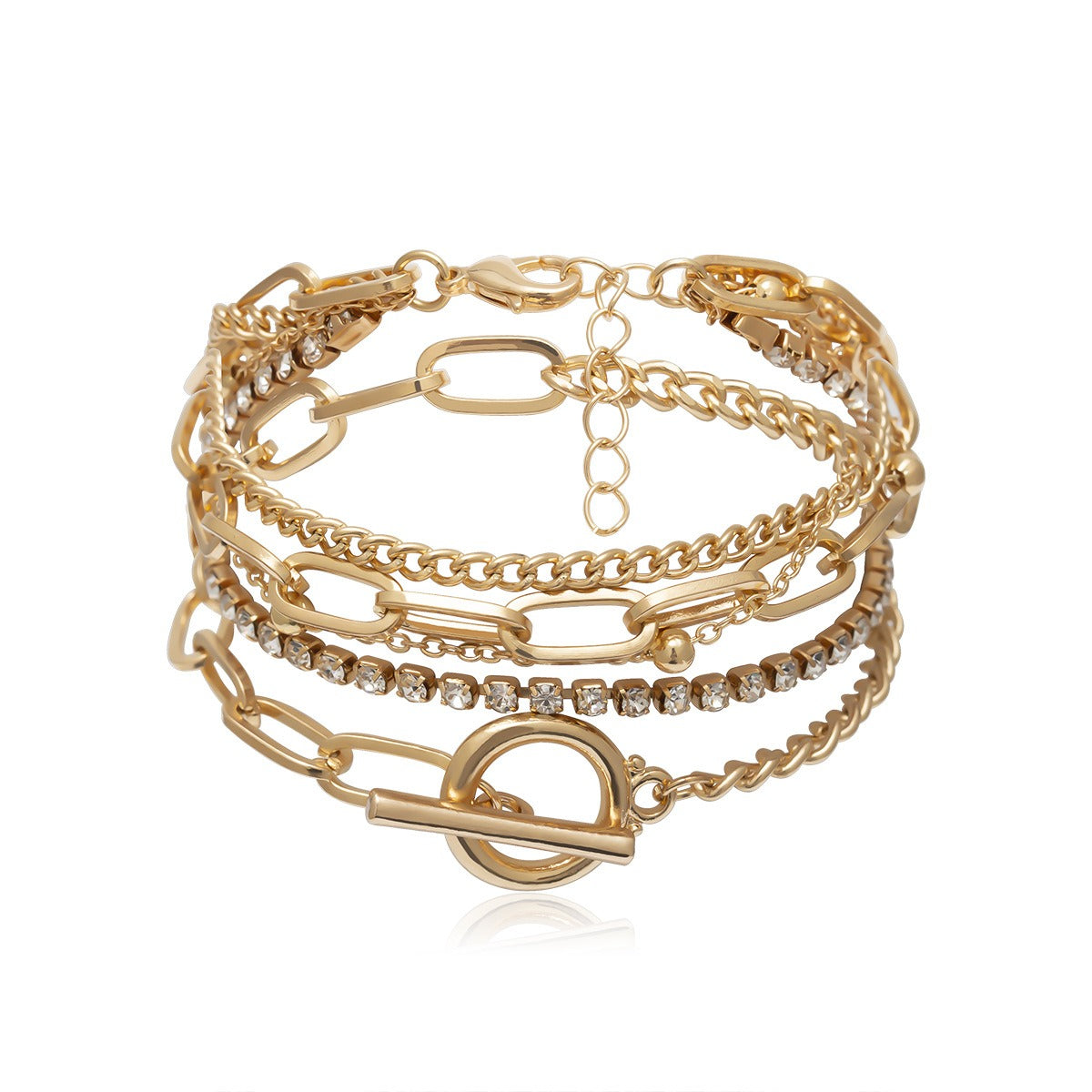 Kaze 18K Gold Multi-Layer Round Bead Diamond Bracelet &amp; Necklace | 18K Gold &amp; S925 Silver in 4 Variants