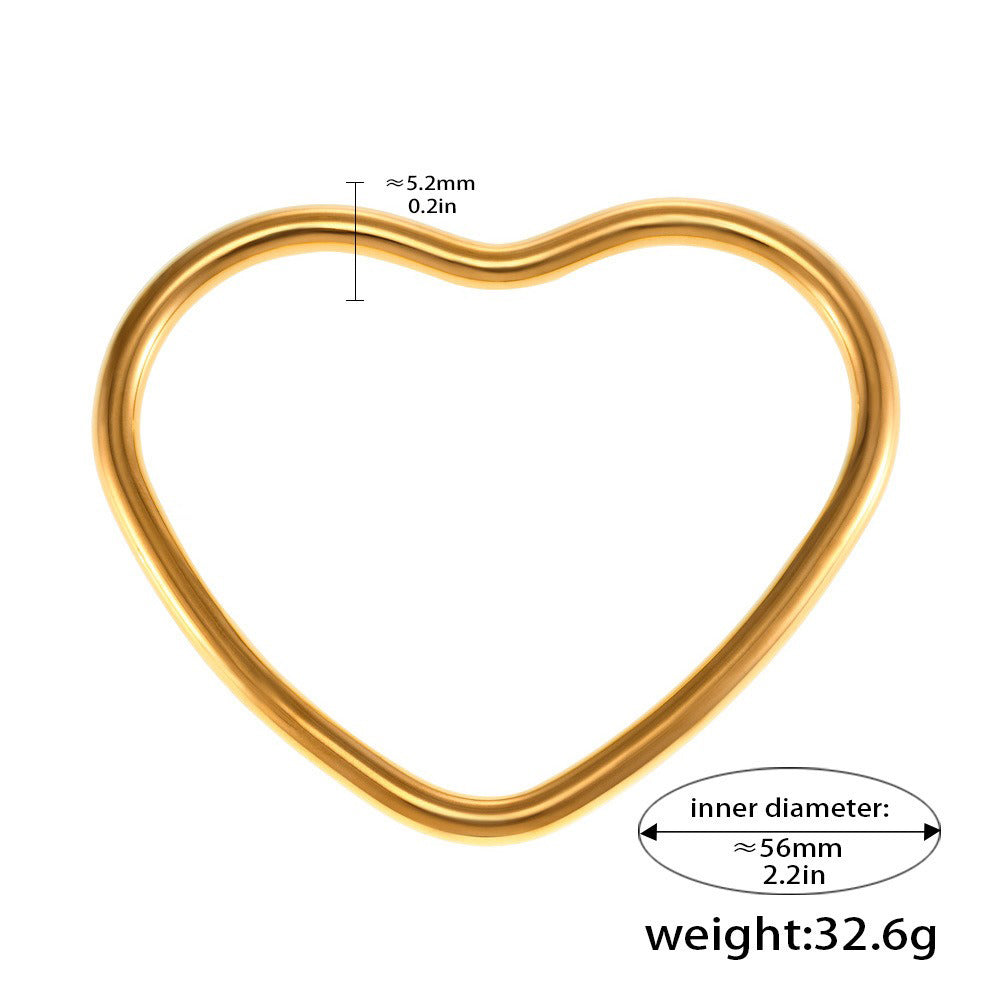 Kaze Heart-Shaped Minimalist Ring Bracelet | 18K Gold Open Heart Bangle in Gold &amp; Silver