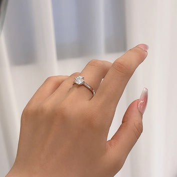 Kaze S925 High-End Minimalist Zirconia Pavé Ring | Sterling Silver Marquise-Cut Ring Sizes 5–9 US