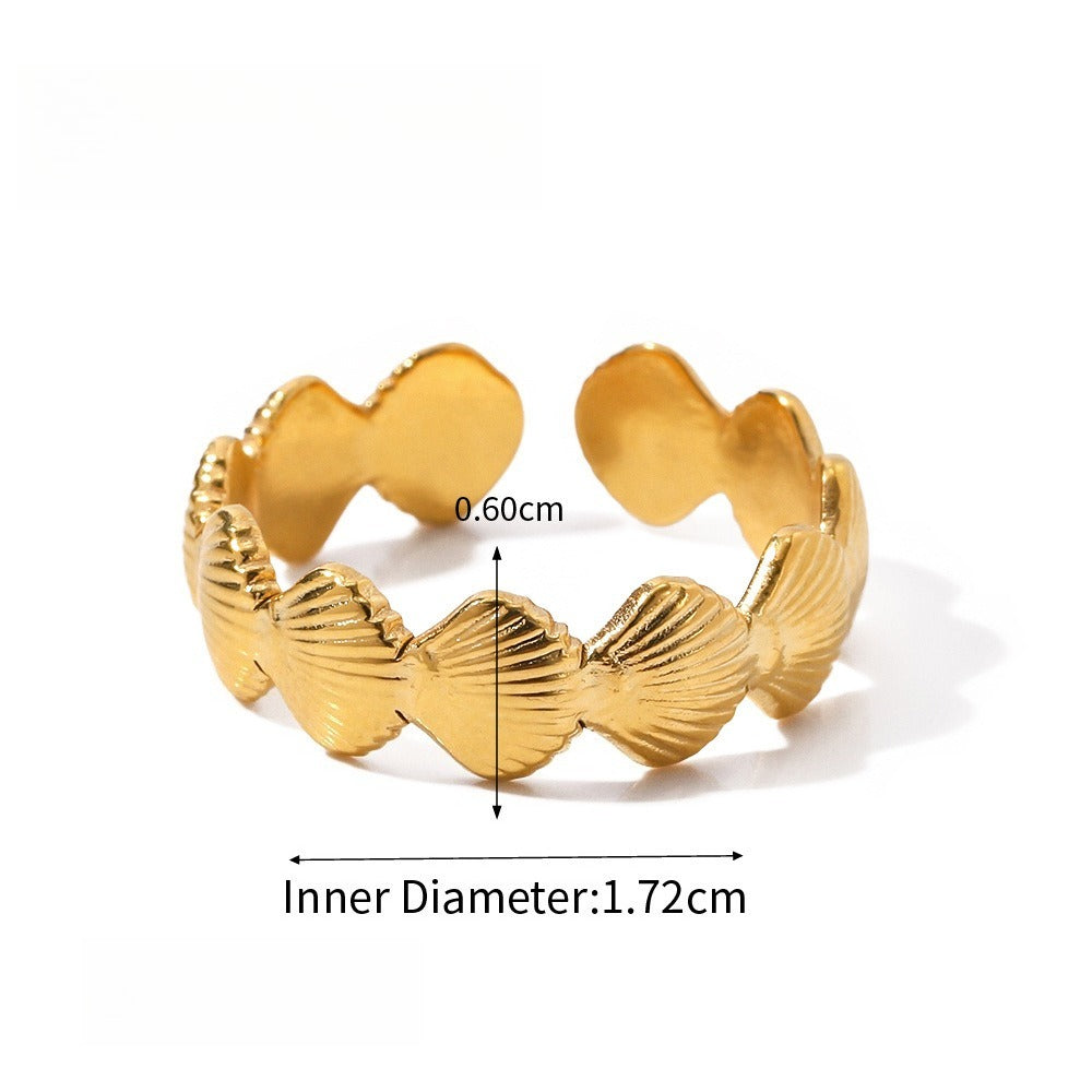 Kaze Red Agate Titanium Steel Ring | 18K Gold Natural Gemstone Ring in Sizes 6, 7 &amp; 8 US Adjustable Ring B