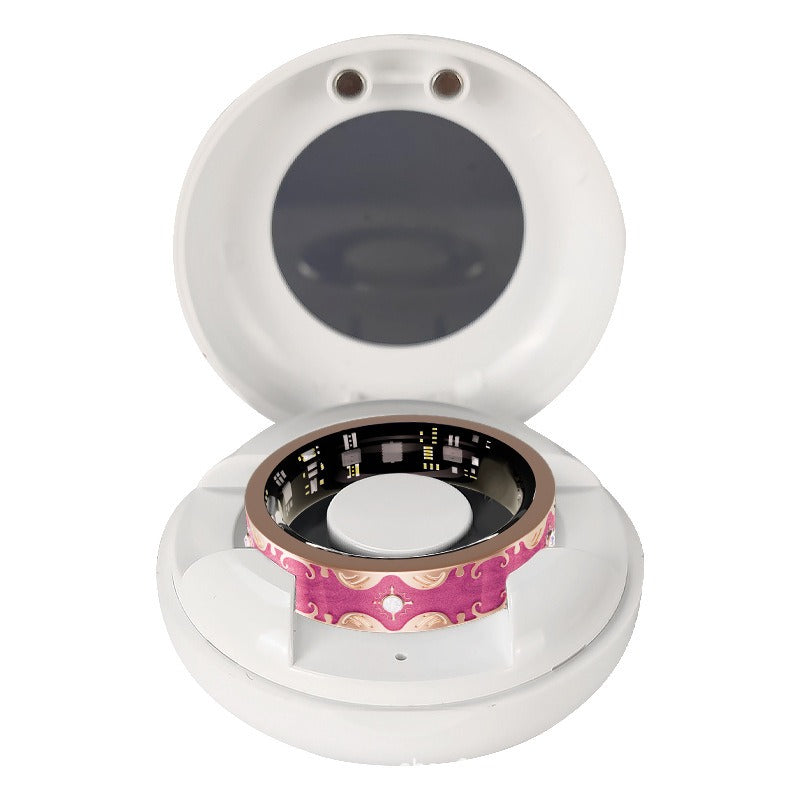 Kaze Enamel Smart Ring | Titanium Steel Health-Tracking Ring in White &amp; Pink Sizes 7–10 US Rose red