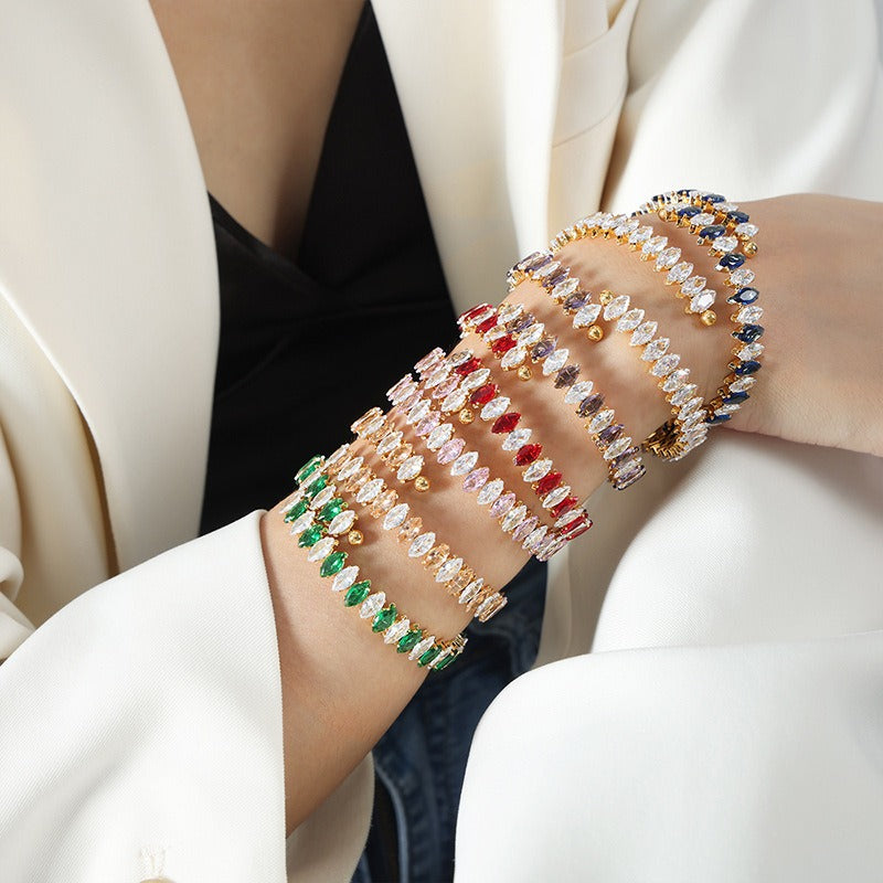 Kaze 18K Gold Gemstone Dazzling Bracelet | Luxury Gemstone Bracelet in 14 Colour Variants
