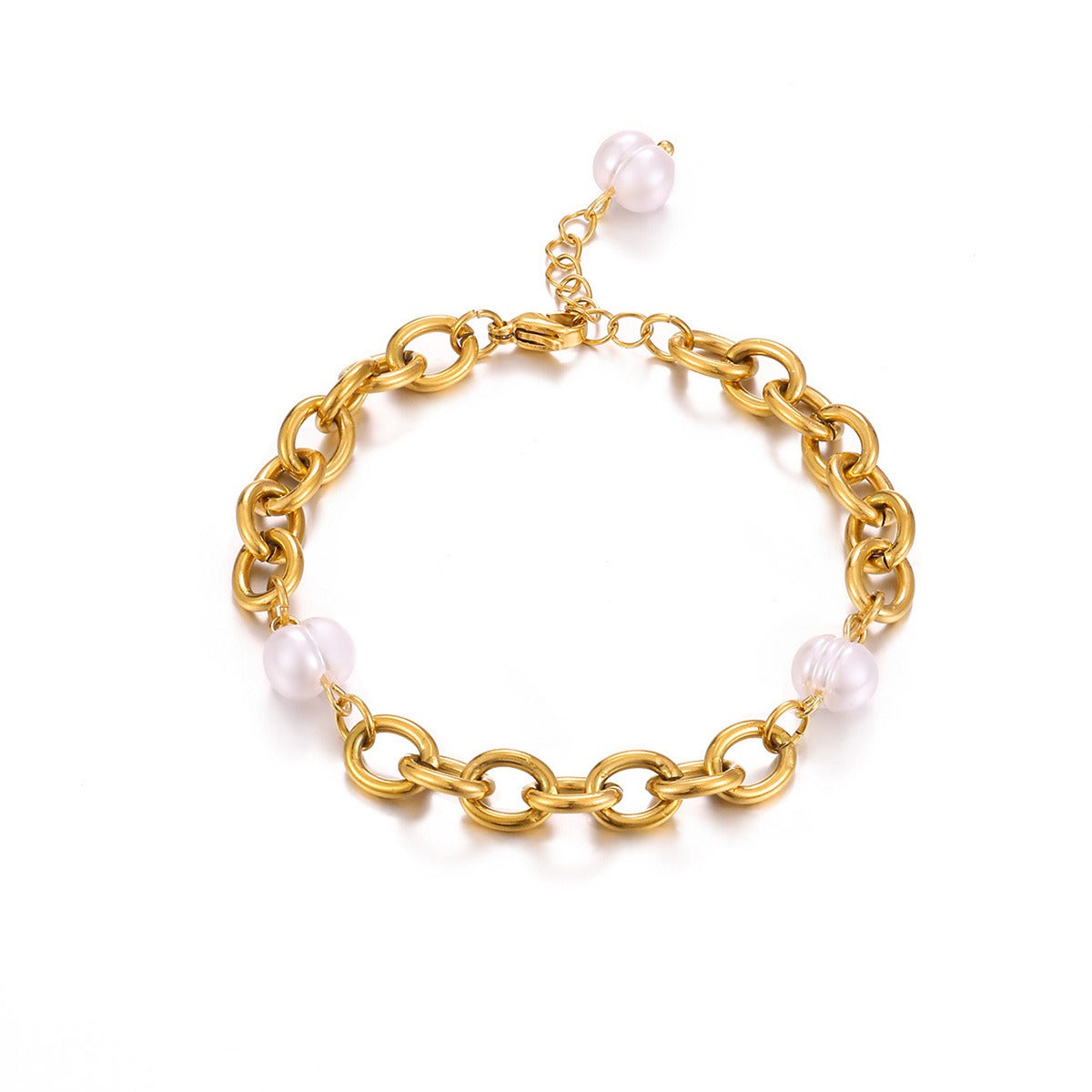 Kaze 18K Gold and Pearl Two-Tone Titanium Bracelet | Pearl &amp; Gold Titanium Bracelet in 2 Styles