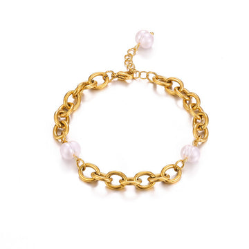 Kaze 18K Gold and Pearl Two-Tone Titanium Bracelet | Pearl &amp; Gold Titanium Bracelet in 2 Styles