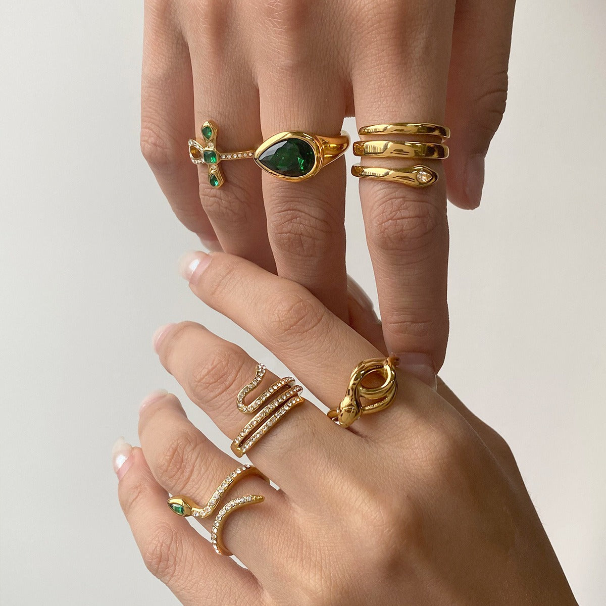 Kaze Luxury Snake Ring Collection | Titanium Steel Serpent Ring in 15 Styles &amp; 3 Sizes