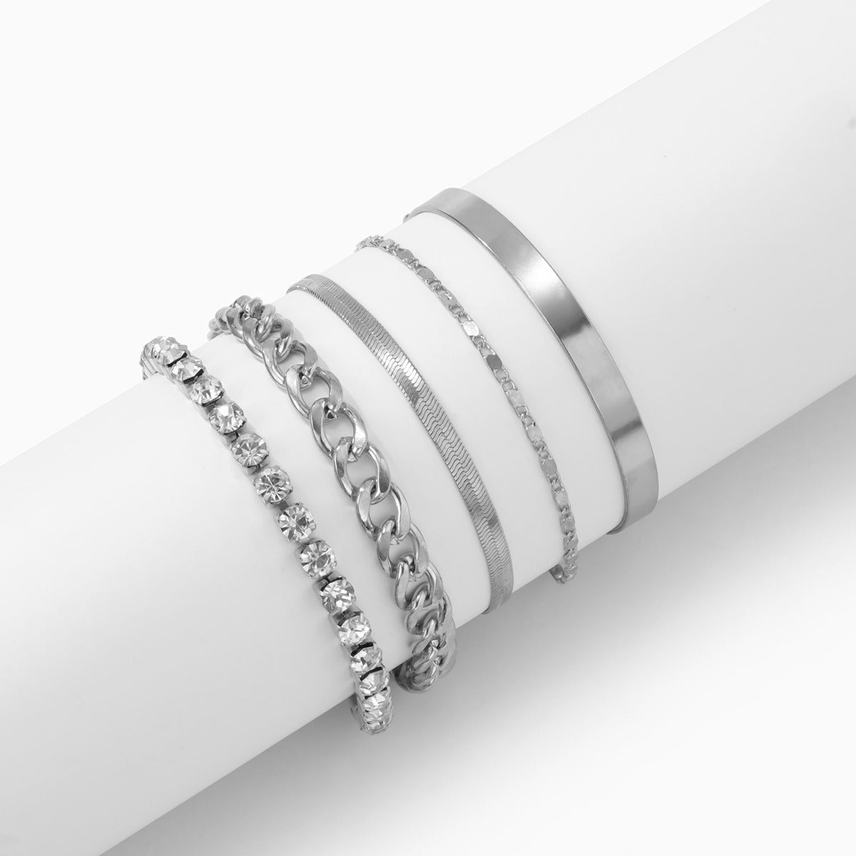 Kaze 18K Gold Retro Snake Bone Chain Diamond Bracelet | 18K Gold &amp; S925 Silver in Gold &amp; White