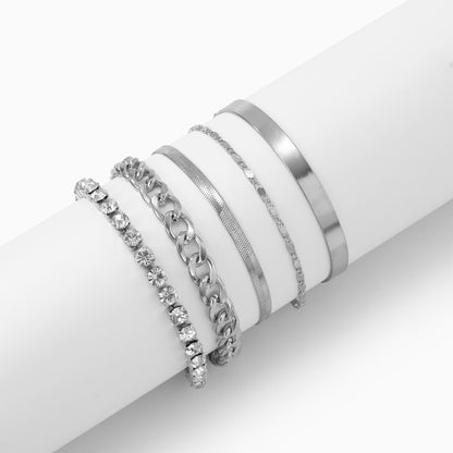 Kaze 18K Gold Retro Snake Bone Chain Diamond Bracelet | 18K Gold &amp; S925 Silver in Gold &amp; White