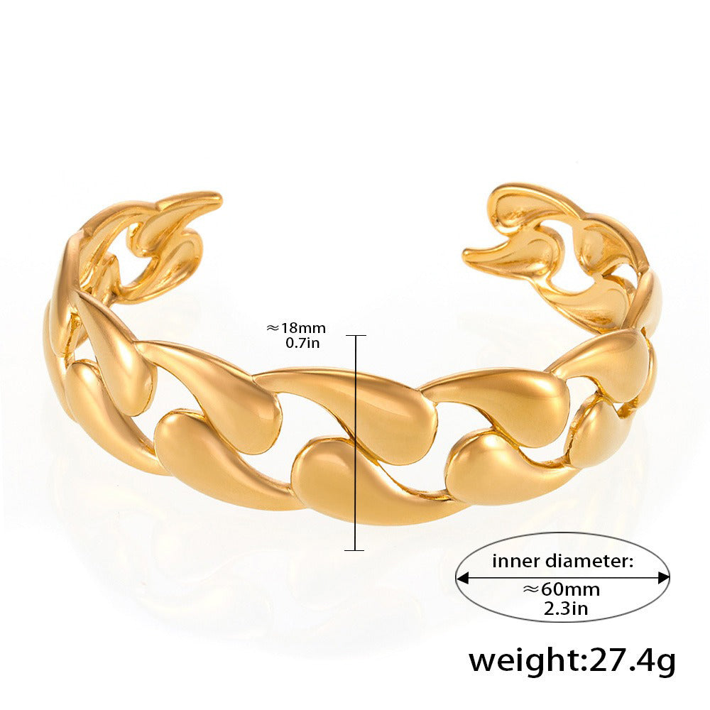 Kaze Geometric Hollow Design Bracelet | 18K Gold Statement Bangle — 12 Style Variants Style C-33