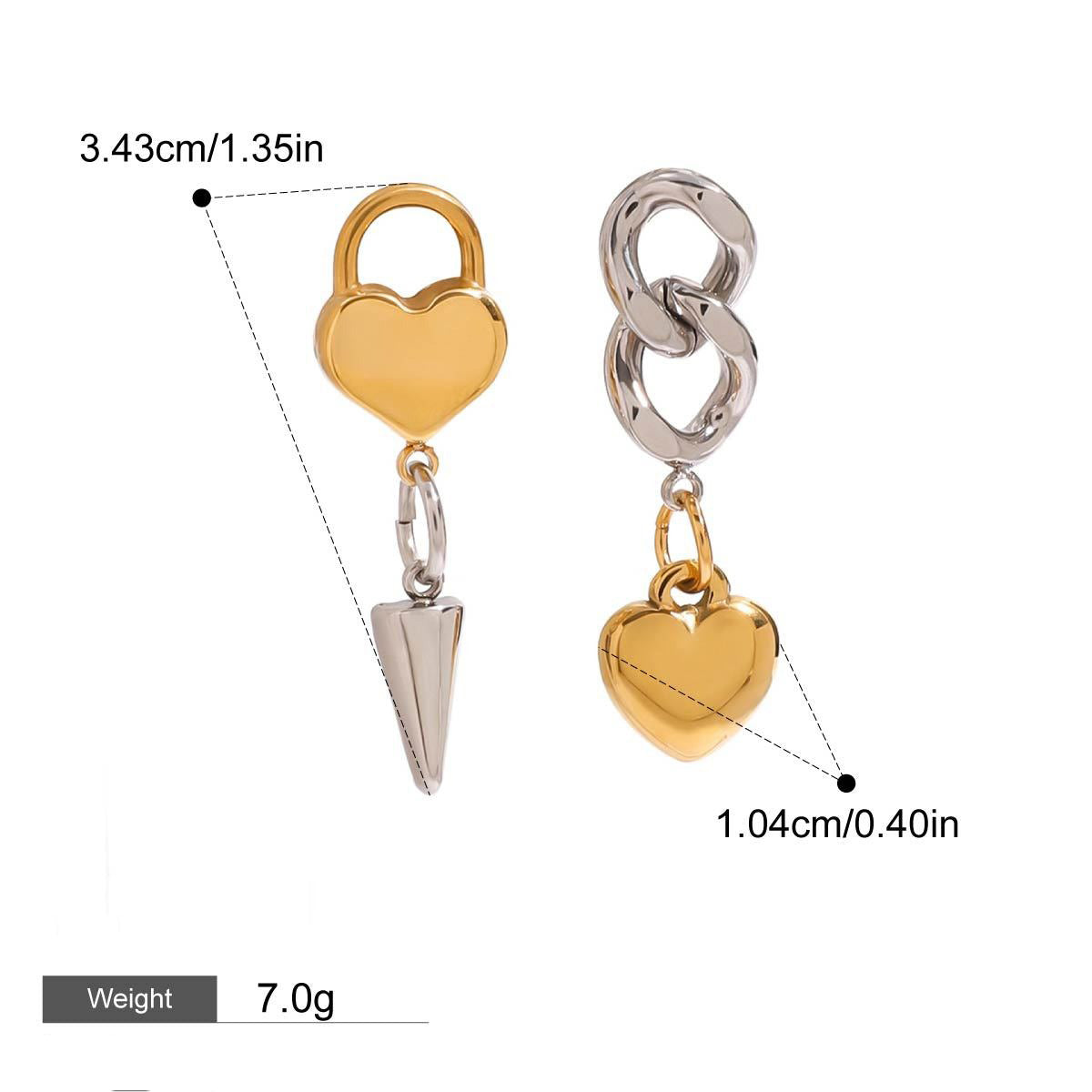 Kaze 18K Gold Heart-Shaped Jewellery Set with Gold and Silver Contrast | Necklace, Bracelet, Ring &amp; Earrings Style G-Earring-13