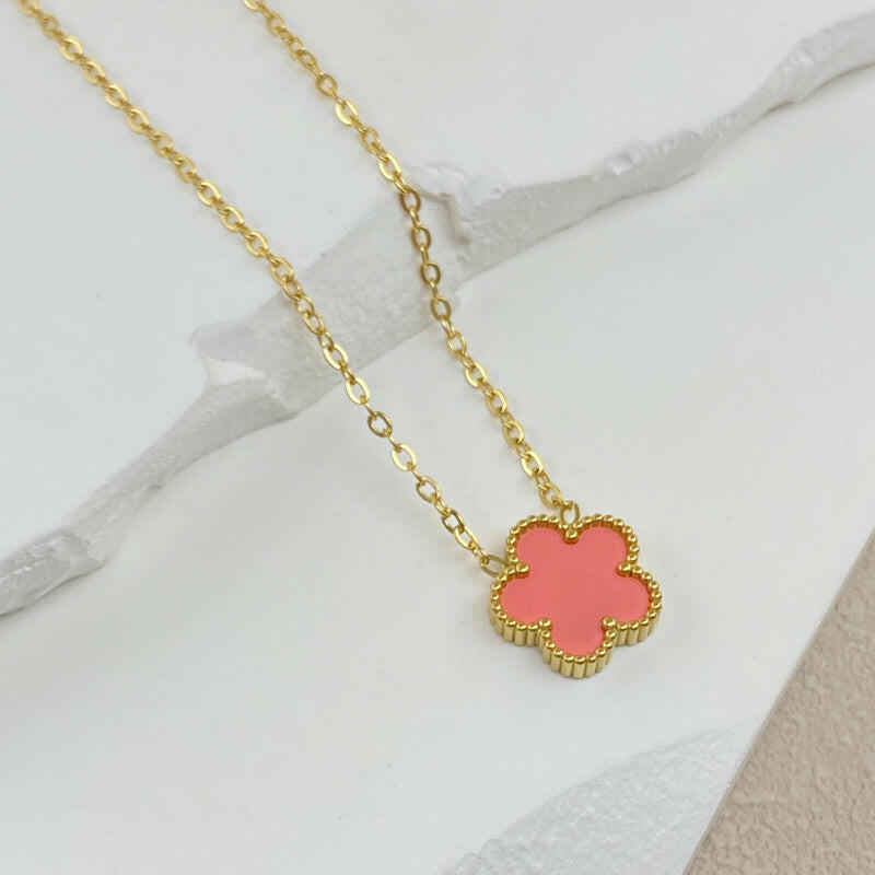 Kaze Lucky Girl Double-Sided Titanium Necklace | Reversible Colourful Pendant in 8 Colours Pink