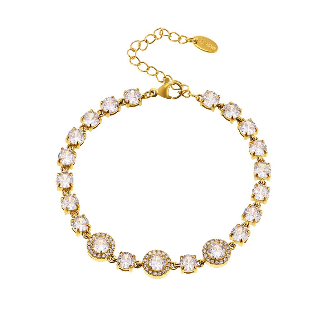 Kaze Geometric Diamond Dazzling Bracelet | 18K Gold Sparkling Bracelet in Gold &amp; Silver