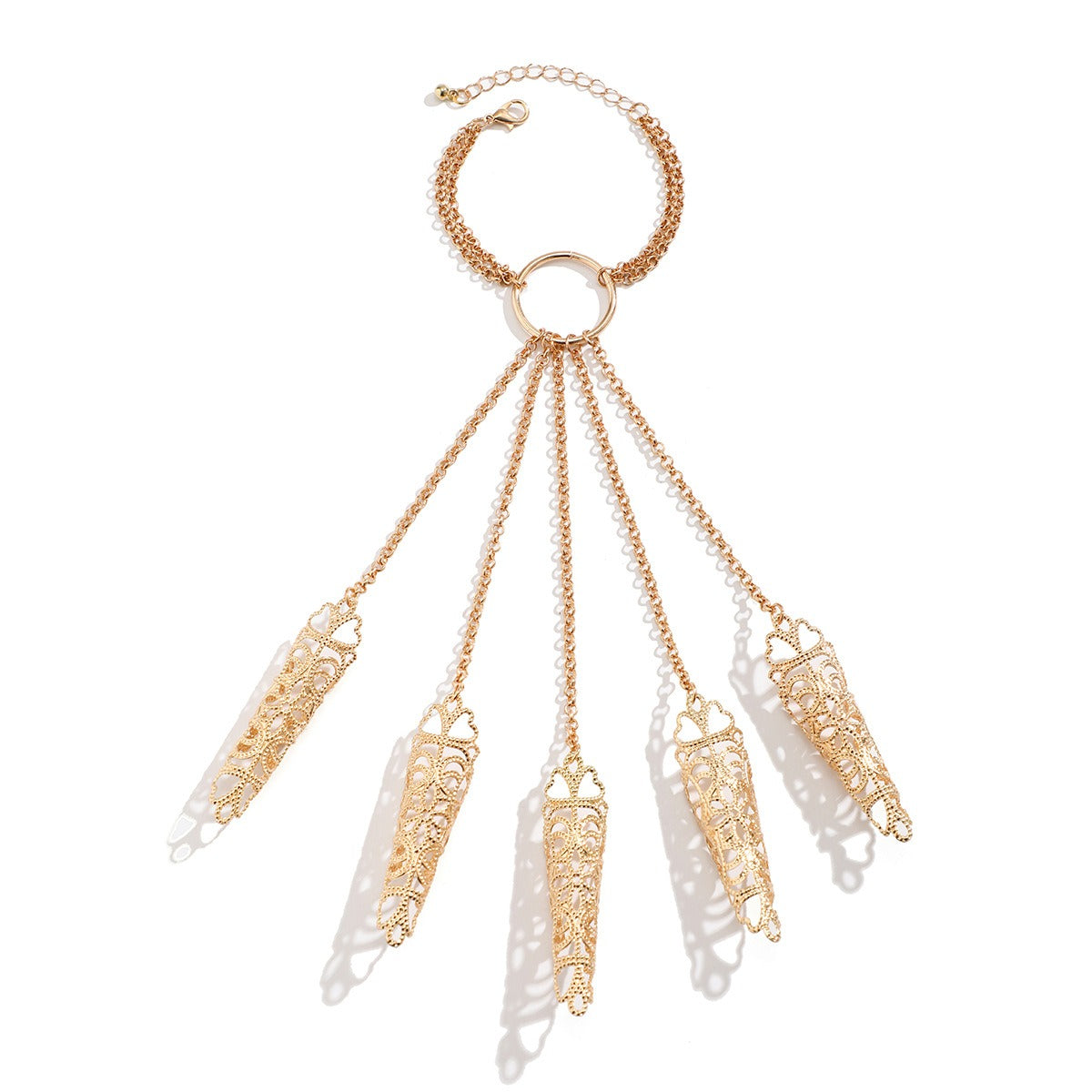 Kaze 18K Gold Halloween Gothic Ghost Cross-Finger Bracelet | Gothic Statement Bracelet in Gold &amp; Silver