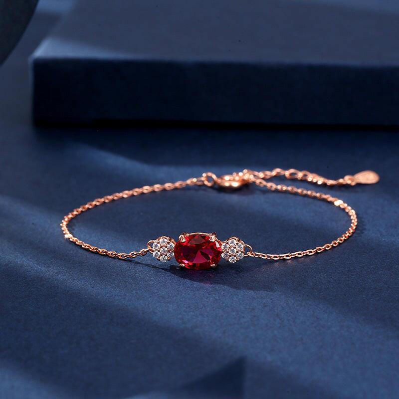 Kaze Korean-Style Sapphire &amp; Ruby White Copper Bracelet | White Gold &amp; Rose Gold Gemstone Bracelet Rose gold rubies