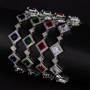Kaze Square Star Triangular Zirconia Bracelet | S925 Silver Geometric Bracelet