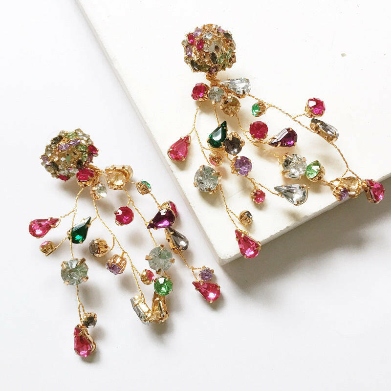 Kaze Rhinestone Flower Earrings | Colourful Floral Crystal Stud Earrings
