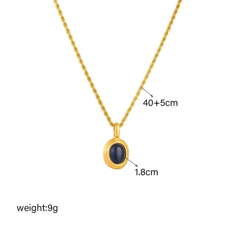 Kaze Black and White Gemstone Hemp Flower Necklace | Vintage Titanium Steel Pendant