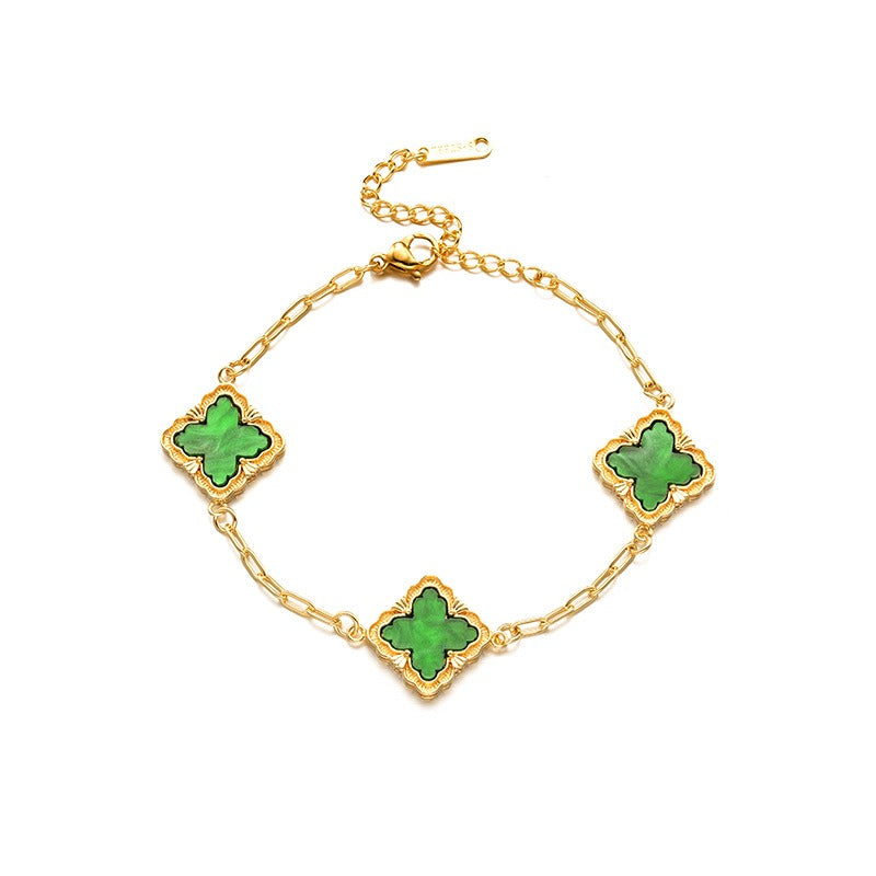 Kaze Four-Leaf Clover Jewellery Set | 18K Gold Necklace, Bracelet, Earrings &amp; Ring