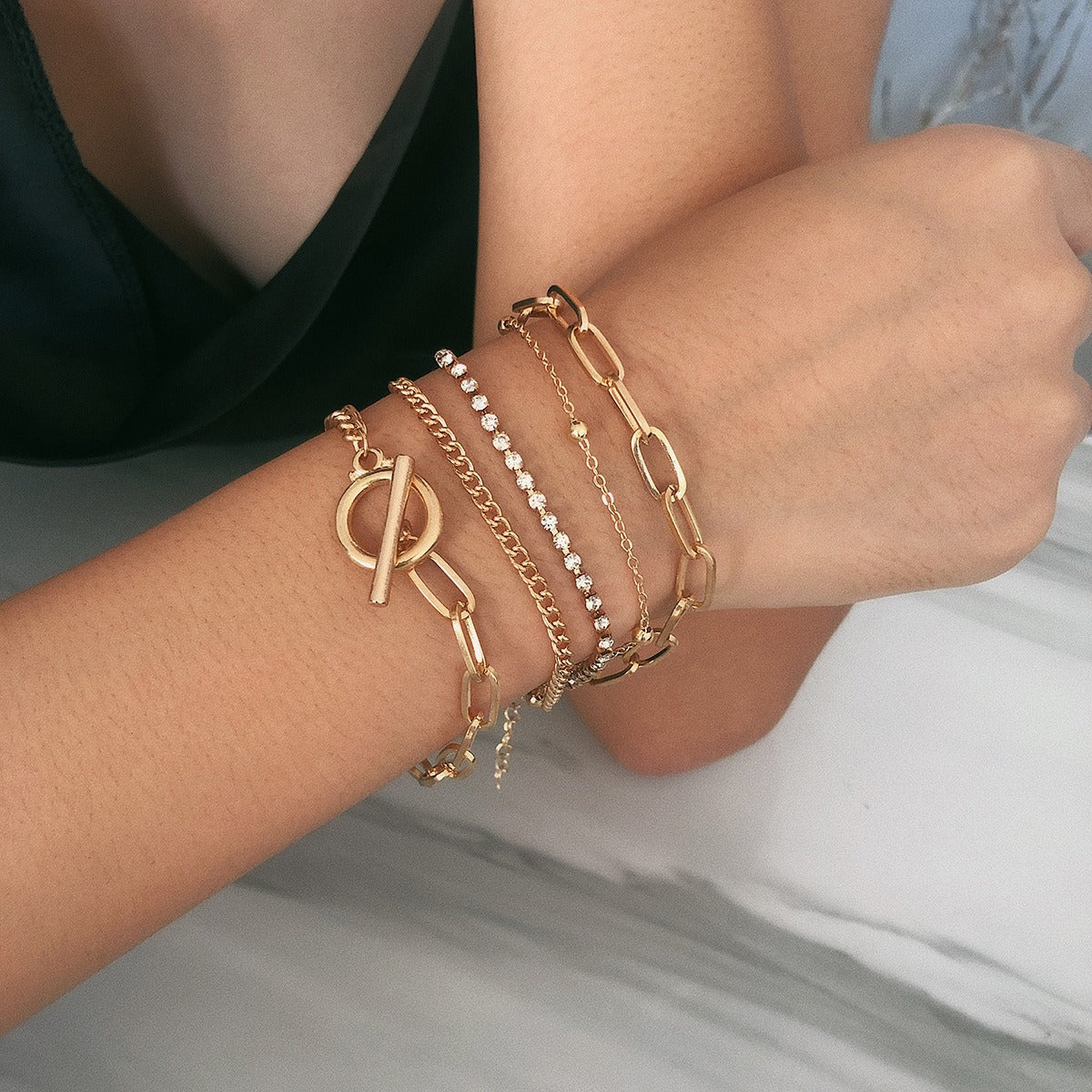 Kaze 18K Gold Multi-Layer Round Bead Diamond Bracelet &amp; Necklace | 18K Gold &amp; S925 Silver in 4 Variants