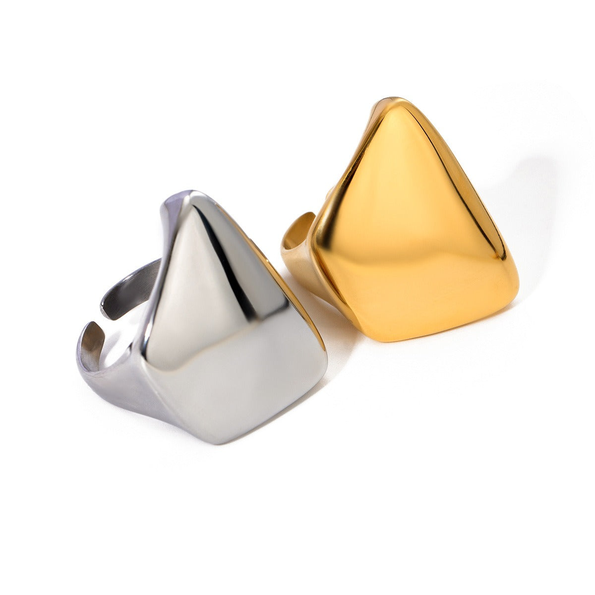 Kaze Simple Trapezoid Open Ring | 18K Gold Minimalist Geometric Ring in Gold &amp; Silver