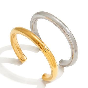 Kaze 18K Gold-Plated Open-Ended Titanium Steel Bracelet | S925 Silver Accent Bracelet in Gold &amp; Silver