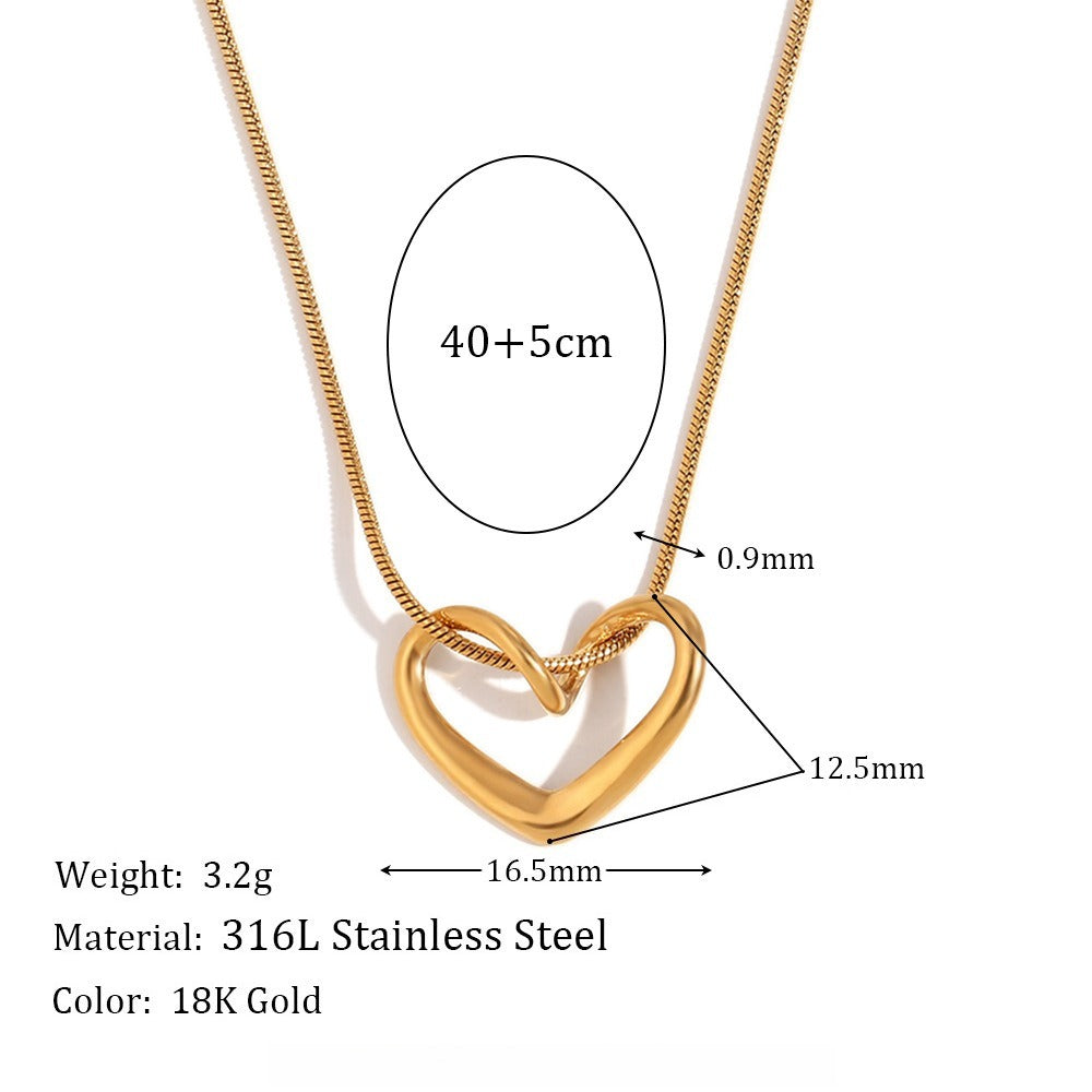 Kaze Snake Chain Heart Pendant Necklace | 18K Gold Titanium Steel S925 Silver Necklace