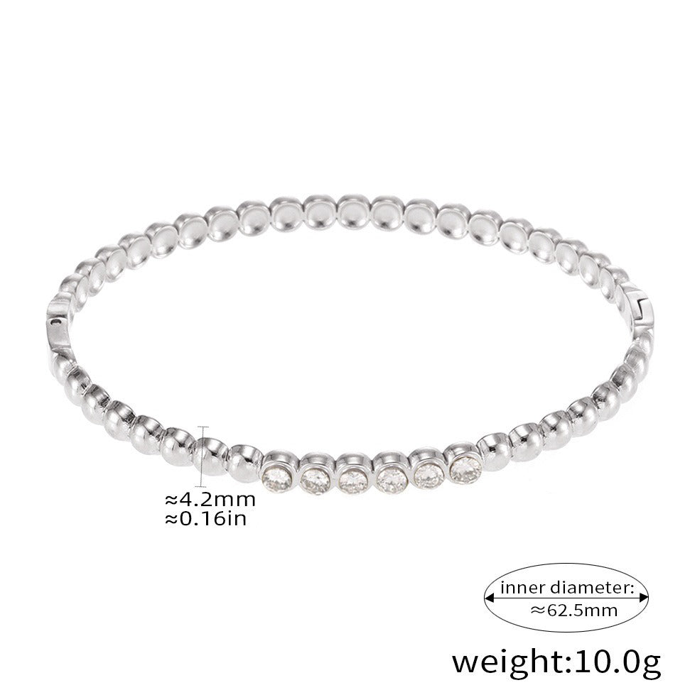 Kaze Zircon &amp; Pearl Inlaid Luxury Bracelet | 18K Gold Titanium Steel Bracelet in 4 Styles