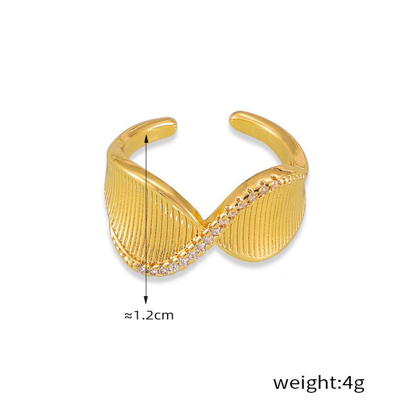 Kaze Simple Twisted Diamond Adjustable Ring | 18K Gold Stainless Steel Ring in White &amp; Green White Adjustable