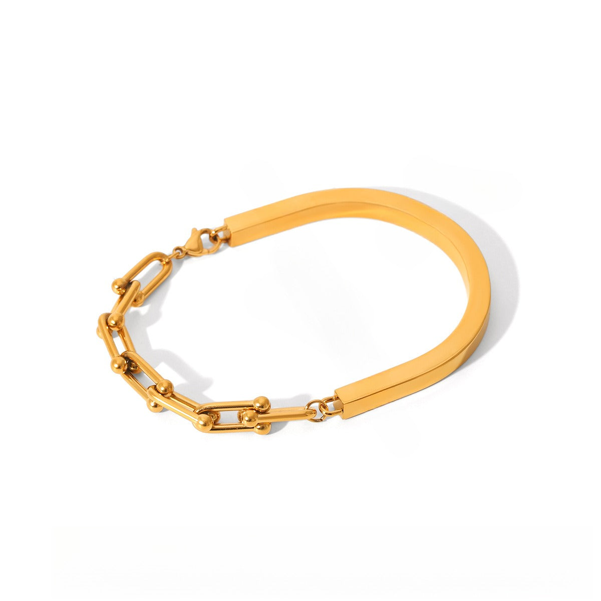 Kaze 18K Gold Horseshoe Buckle Chain Bracelet | U-Shaped Clasp Lucky Bracelet in 2 Styles BraceleB