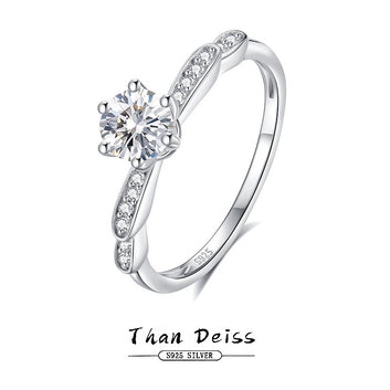 S925 Sterling Silver 0.5ct Moissanite Petal Ring