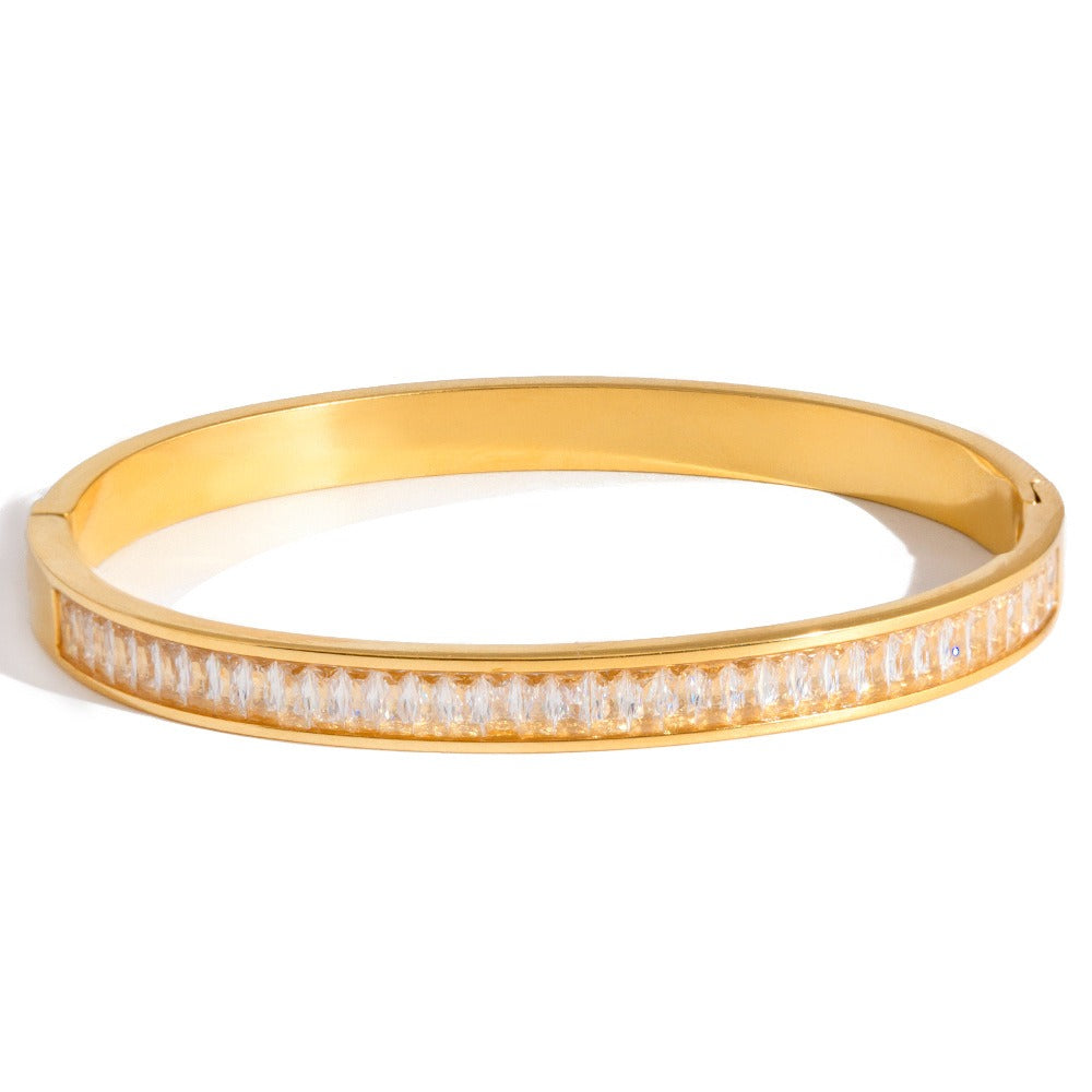 Kaze 18K Gold-Plated Titanium Steel Rhinestone Bracelet | Sparkling Bracelet in 6 Style Variants