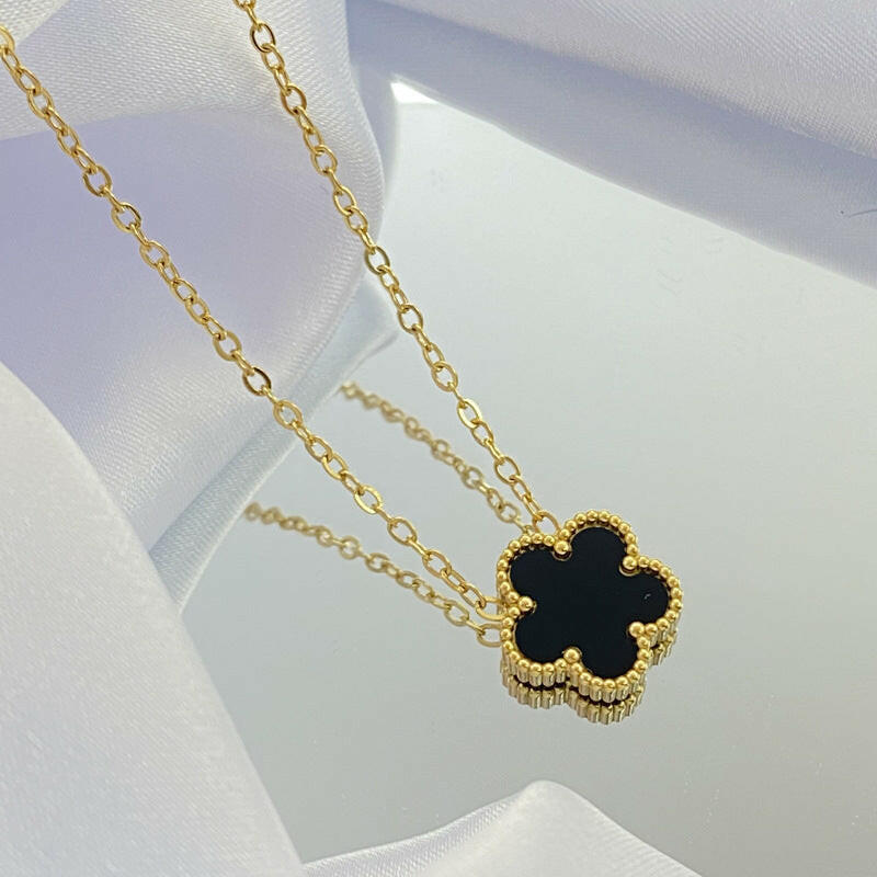 Kaze Lucky Girl Double-Sided Titanium Necklace | Reversible Colourful Pendant in 8 Colours Black