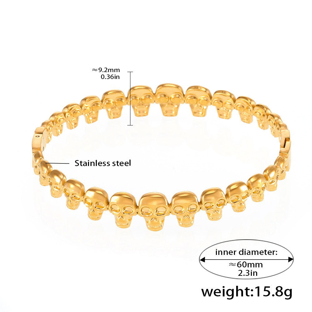 Kaze Skull Design Dark Style Bracelet | 18K Gold Statement Bracelet in Gold &amp; Silver