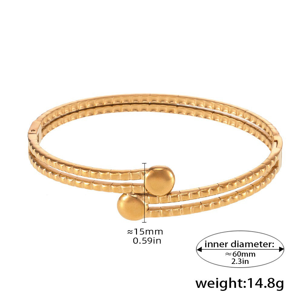 Kaze Geometric Hollow Design Bracelet | 18K Gold Statement Bangle — 12 Style Variants Style E-88