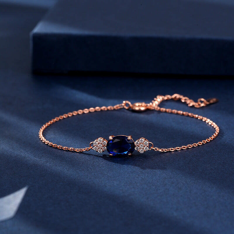 Kaze Korean-Style Sapphire &amp; Ruby White Copper Bracelet | White Gold &amp; Rose Gold Gemstone Bracelet Rose gold sapphires
