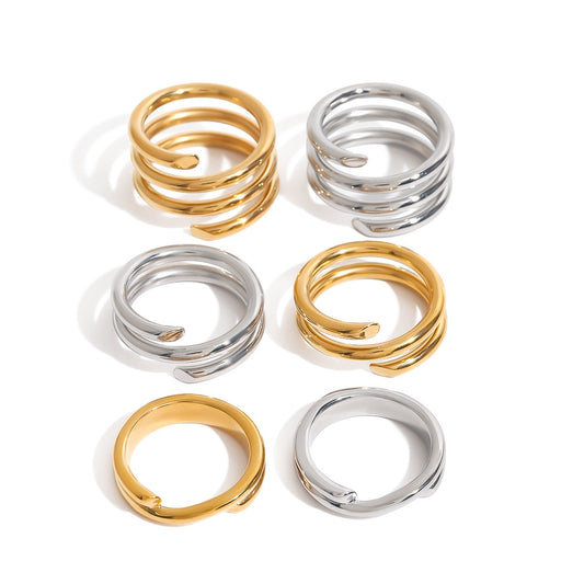 Kaze 18K Gold Titanium Stacking Ring Collection | 28 Minimalist Band Designs Size 7 US
