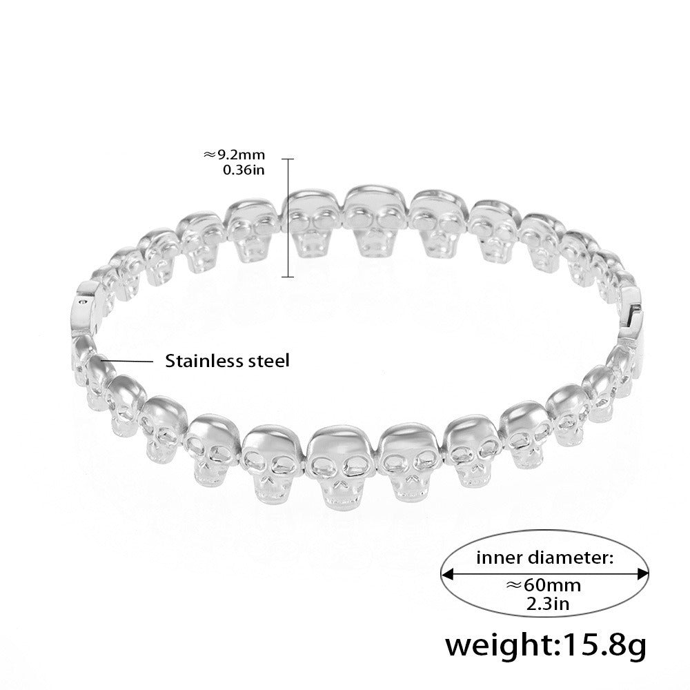 Kaze Skull Design Dark Style Bracelet | 18K Gold Statement Bracelet in Gold &amp; Silver